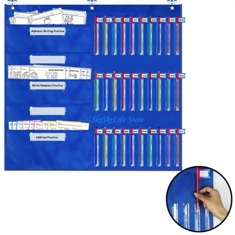 E65E Storage Pocket Chart for Homework, Drawing, Test Paper, Worksheet, Pencil