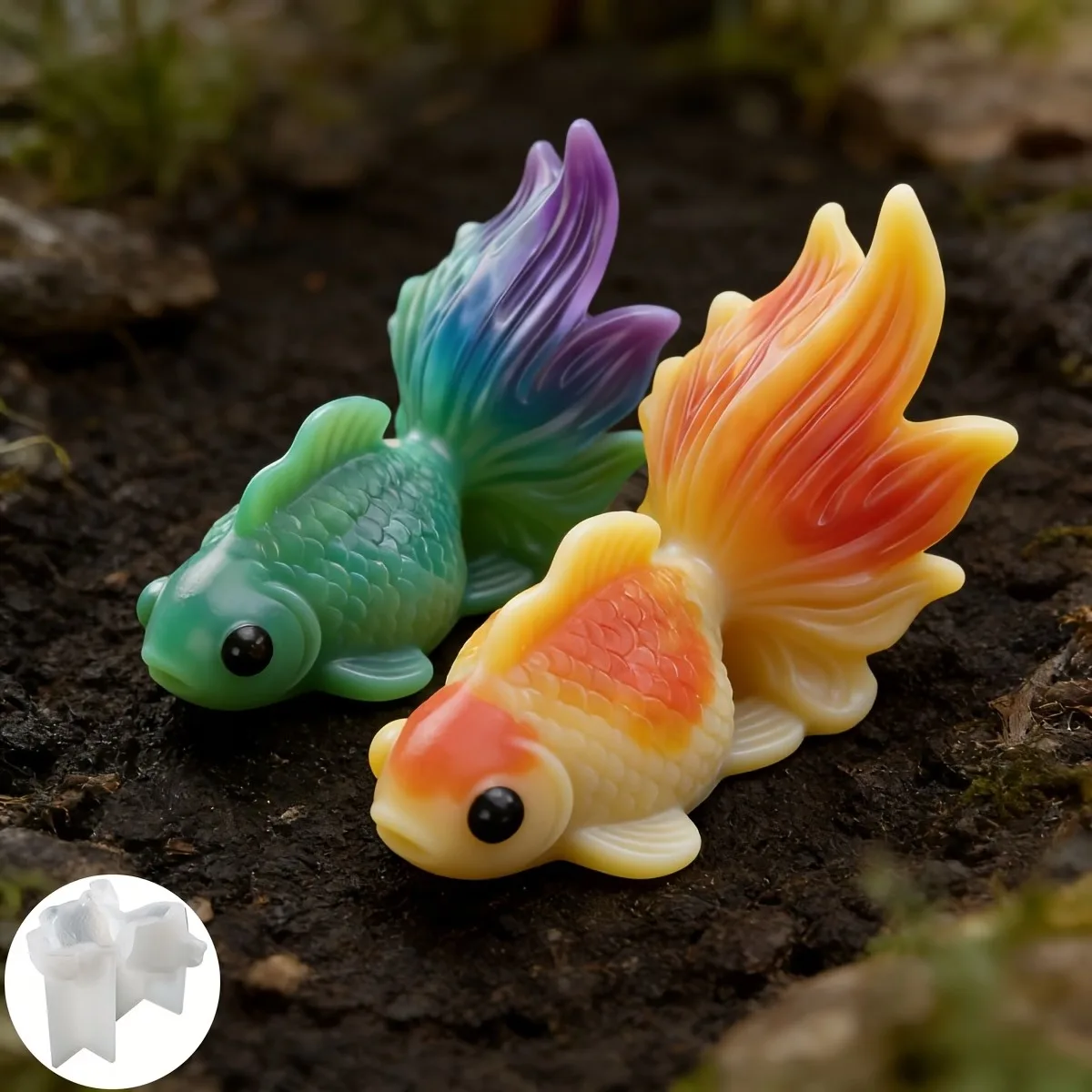 3D Goldfish & Carp Fish Molds with Irregular Shape for Resin Drip, Wax, Gypsum Ornament, Gift Making, Carp Gypsum Clay Decor