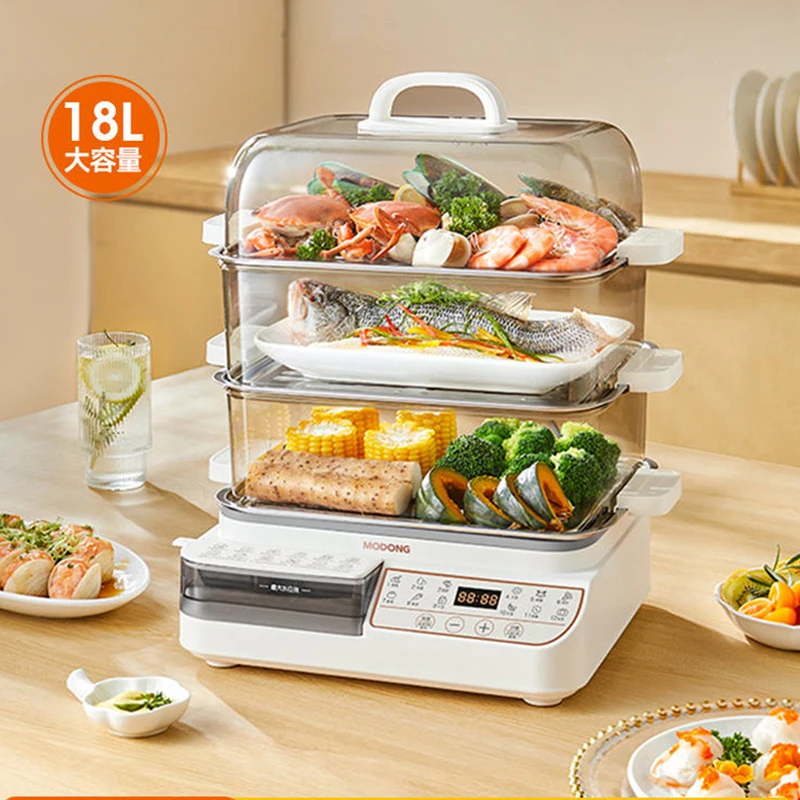 

Electric Steamer 220V 3-layer Timing PP/ Stainless Steel Electric Food Warmer Steamer Multifunction Steamer Cooker for Household