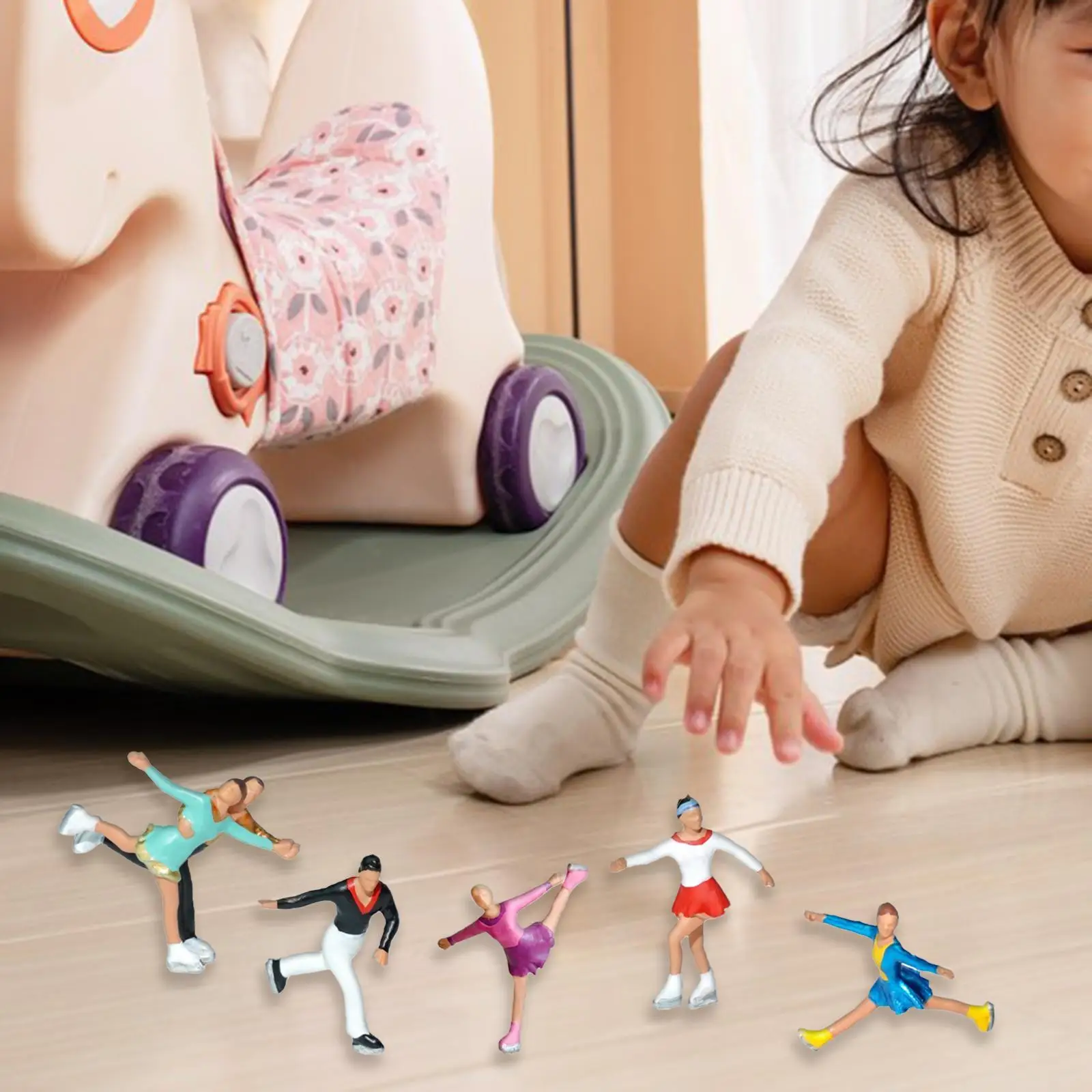 5 قطع بمقياس 1:87 شخصيات مصغرة وحلي للتزلج على الجليد نماذج تماثيل صغيرة للأشخاص #1