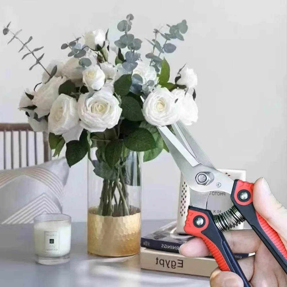 전문가용 날카로운 가지치기 가위 스테인리스 스틸 가지치기 가위 미끄럼 방지 손잡이 가정 정원 과일나무 가지치기 도구