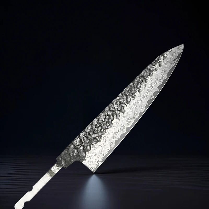 Damascus Utility Knife, Blade Blank, Super-Sharp, Unhandled, Perfect for Slicing, Hand-Forged, Custom Fruit Knife