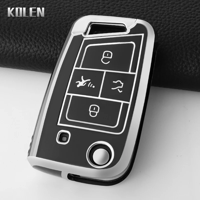TPU Car Key Case Cover Keychain For VW Volkswagen Golf 7 MK7 Tiguan MK2 T-roc T-cross Skoda Octavia Kodiaq Karoq Seat Ateca Leon