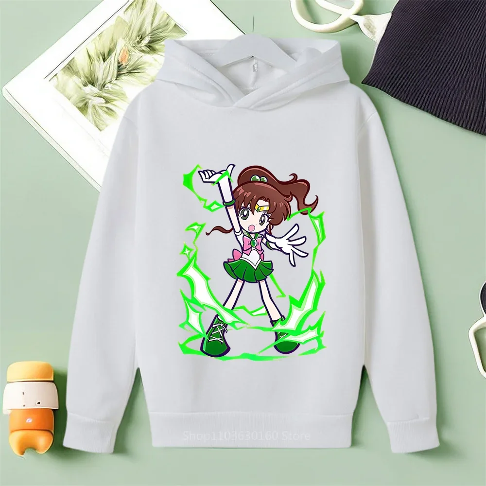 Discover the Magic of Sailor Jupiter on This Hoodie Unisex Cotton Casual Wear for Boys Girls, Perfect for Fun-Filled Autumn Days