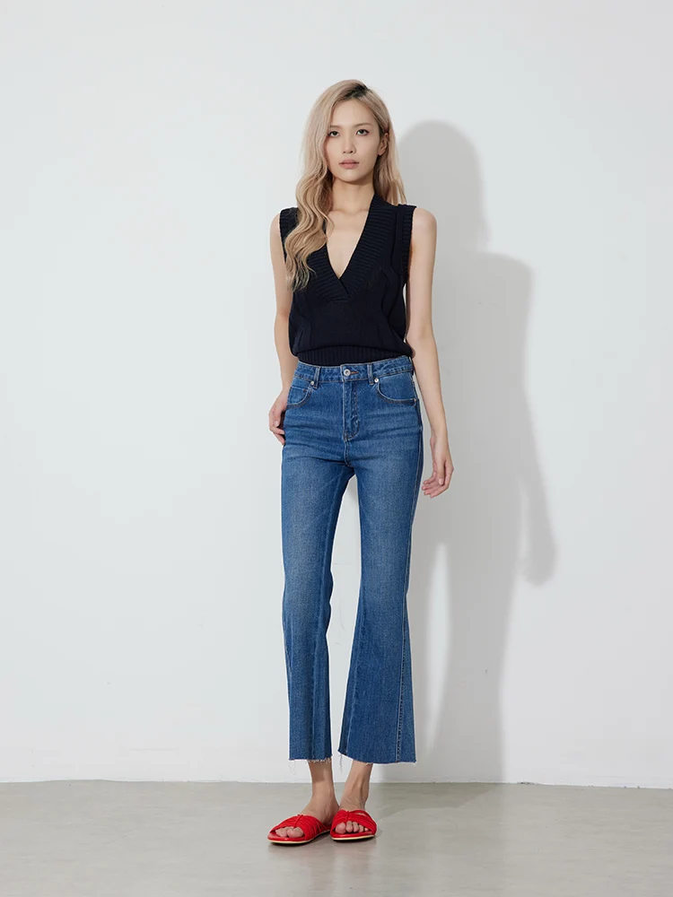 

Женские джинсы-клеш с высокой талией и облегающим кроем, новая осенняя коллекция RUGOSAM RB0700, хлопковые, матовые, элегантные женские джинсы