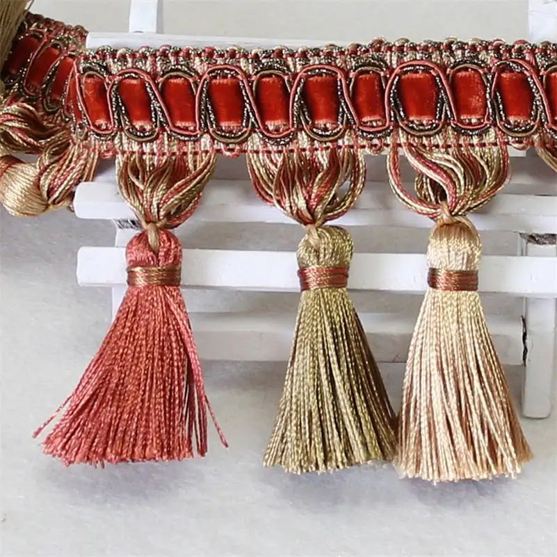 1M/2M/3M Curtain Edging Sewing Trims Tassel Fringe Upholstery DIY Door Cushion Decor Tassel Lace Trim