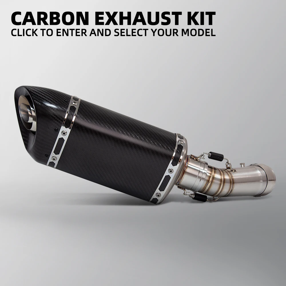 

Motorcycle Exhaust Modify Full Carbon Muffler Equipped with Front Middle Link Pipe For Z900 R15 NINJA 400 GSXR150 R3 MT07 ETC.