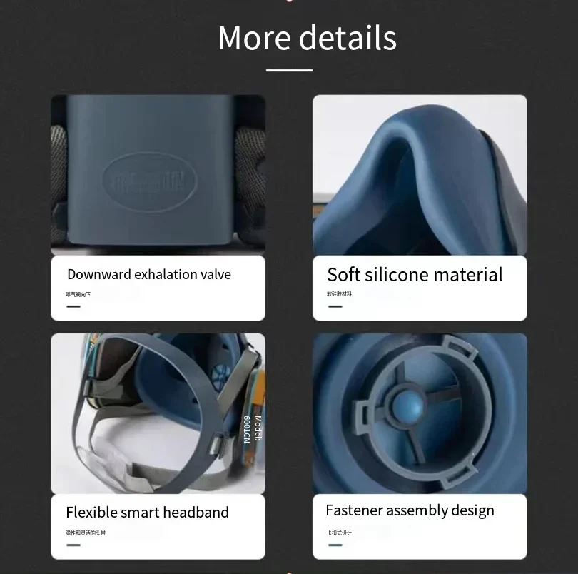 7502 قناع تنفس من السيليكون مع مجموعة نظارات مرشح 2097 لطلاء رذاذ الغبار لحام الفورمالديهايد طحن النجارة