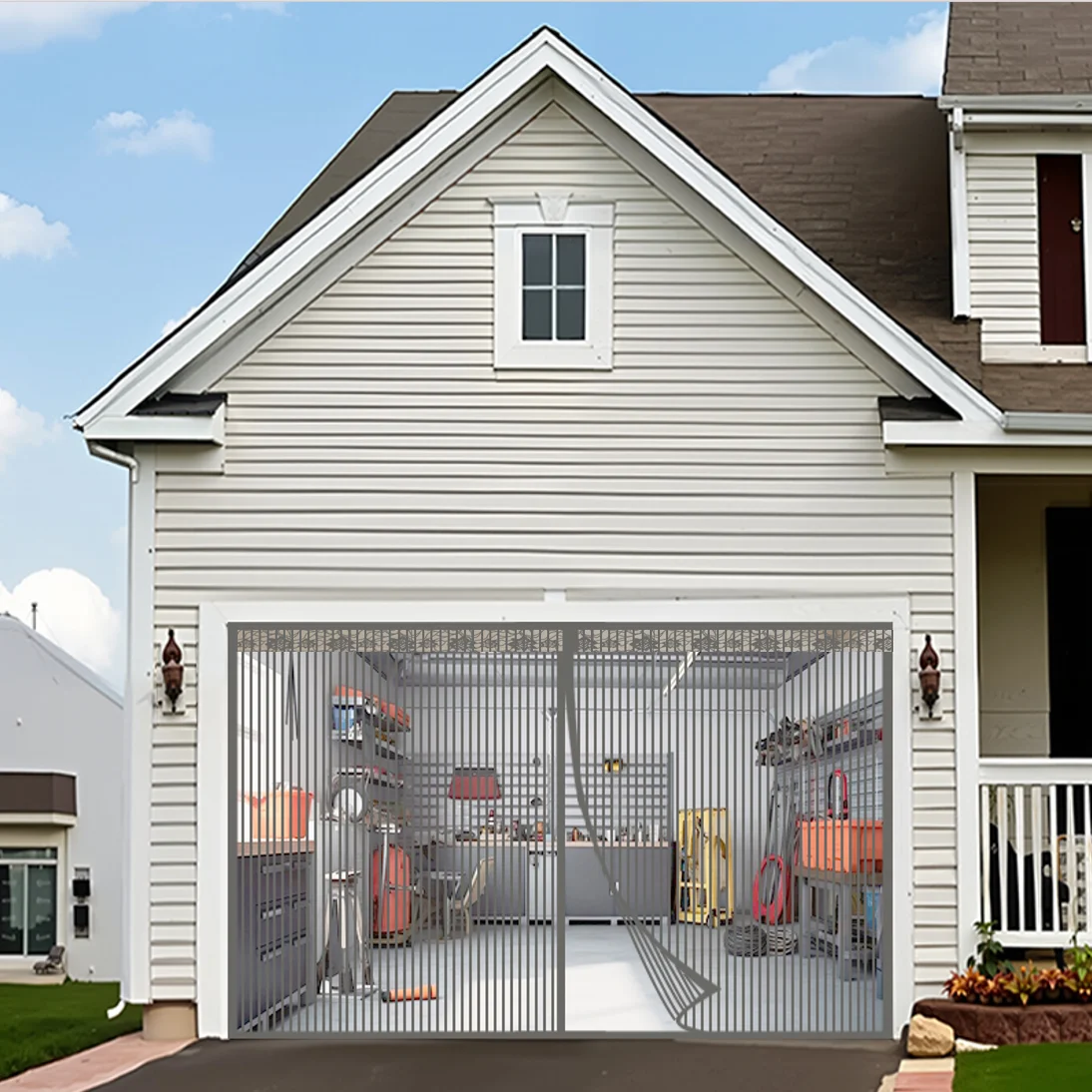 Home Security Door - Extra Large Grey Magnetic Screen Door