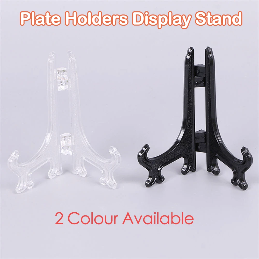 Black/Transparent Plate Holders Display Stand Plastic Easels Plate Holder Weddings Photo Picture Frame Display Stand Decoration