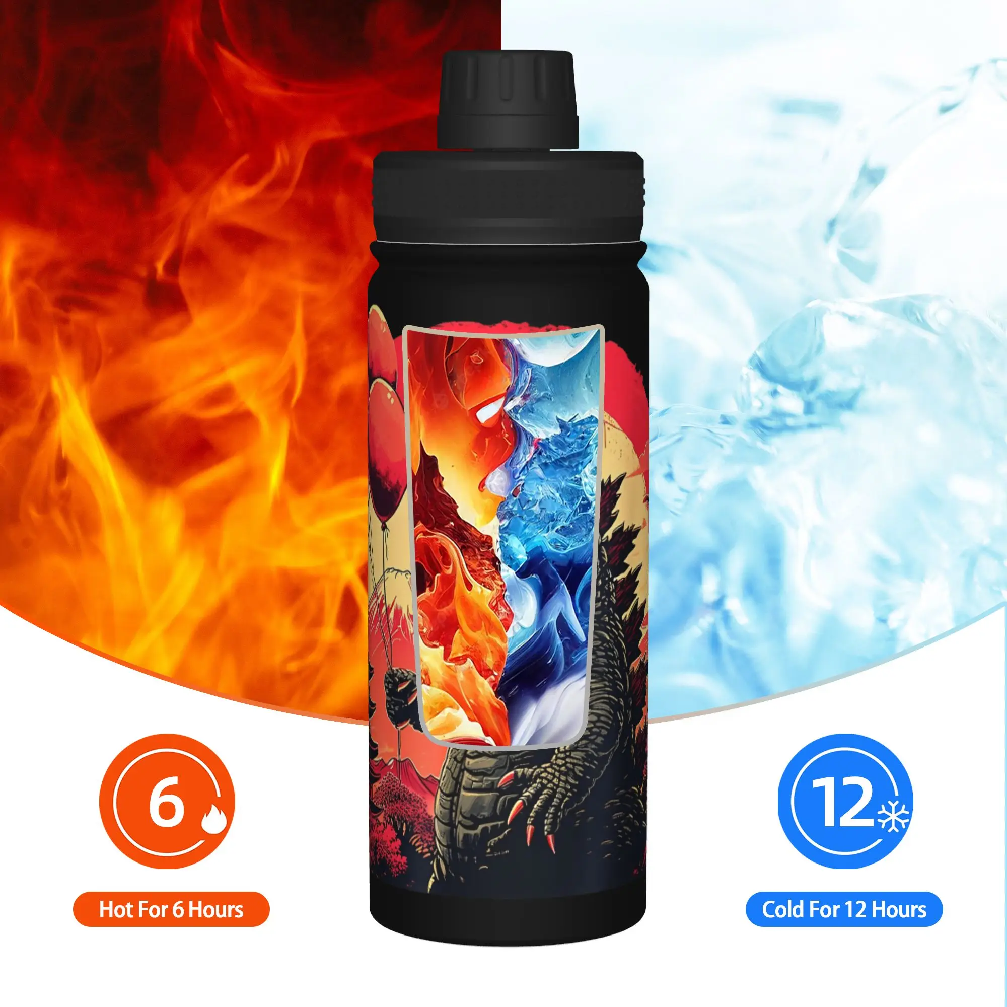 Monster G-Godzillas 18OZ Sports Insulated Kettle Kaiju Thermal Cup Vacuum Flask School Mug Hot Cold Drink - view 6