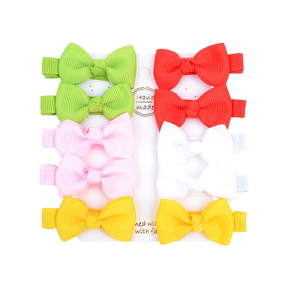 10Pcs/Set Mini Colorful Bowknot HairClips For Cute Girls Ribbon Handmade Hairpins Barrettes Headwear Baby Hair Accessories Gift