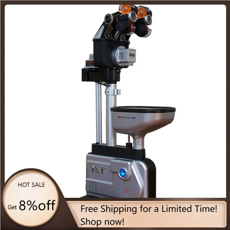 STLF Y&T S-27T آلة تقديم تنس الطاولة روبوت شريك التدريب التلقائي بالكامل رؤساء مزدوج تنس الطاولة روبوت عالية منخفضة 4-50 متر/ #1