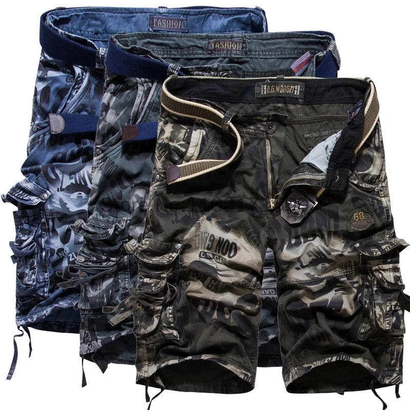 New Loose Pants Multiple Pockets Men's Camouflage Cargo Shorts no belt- High Quality - Fashion Men's Shorts Aliexpres Smonopoly