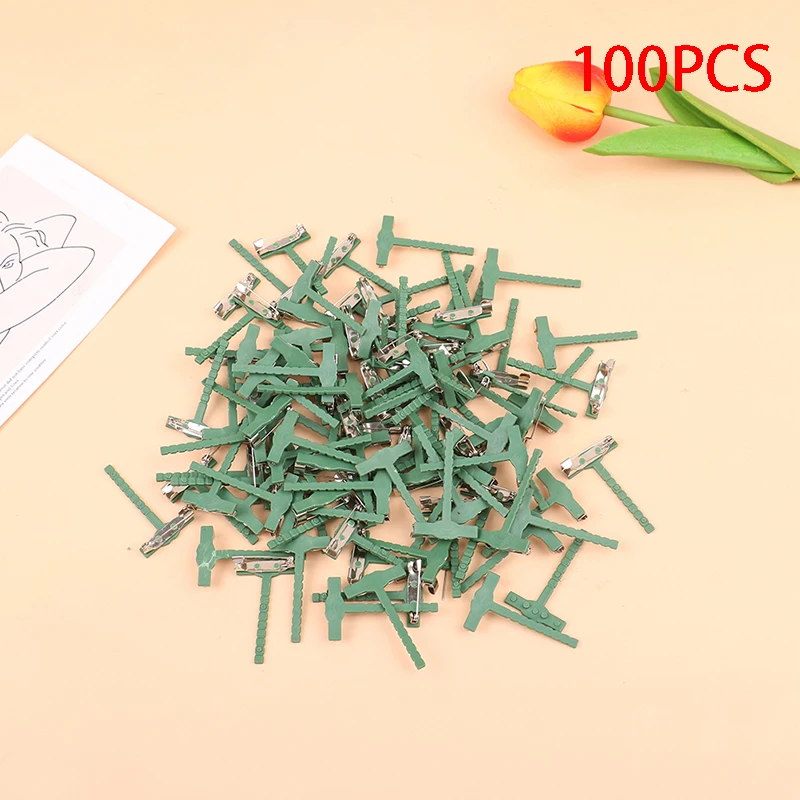T-Forma Triangular Pin, Planta Flor Broche Titular, Clipe Fixo, Material Do Casamento Jóias Fazendo Suprimentos, DIY Acessórios de Arte, 100Pcs
