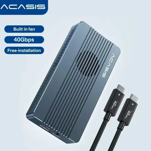 Acasis 40Gbps USB 4 SSD Case con ventilador de refrigeración Compatible con TB3/4 USB 3.2 Gen 2 JHL7440 para Macbook iPad Pro