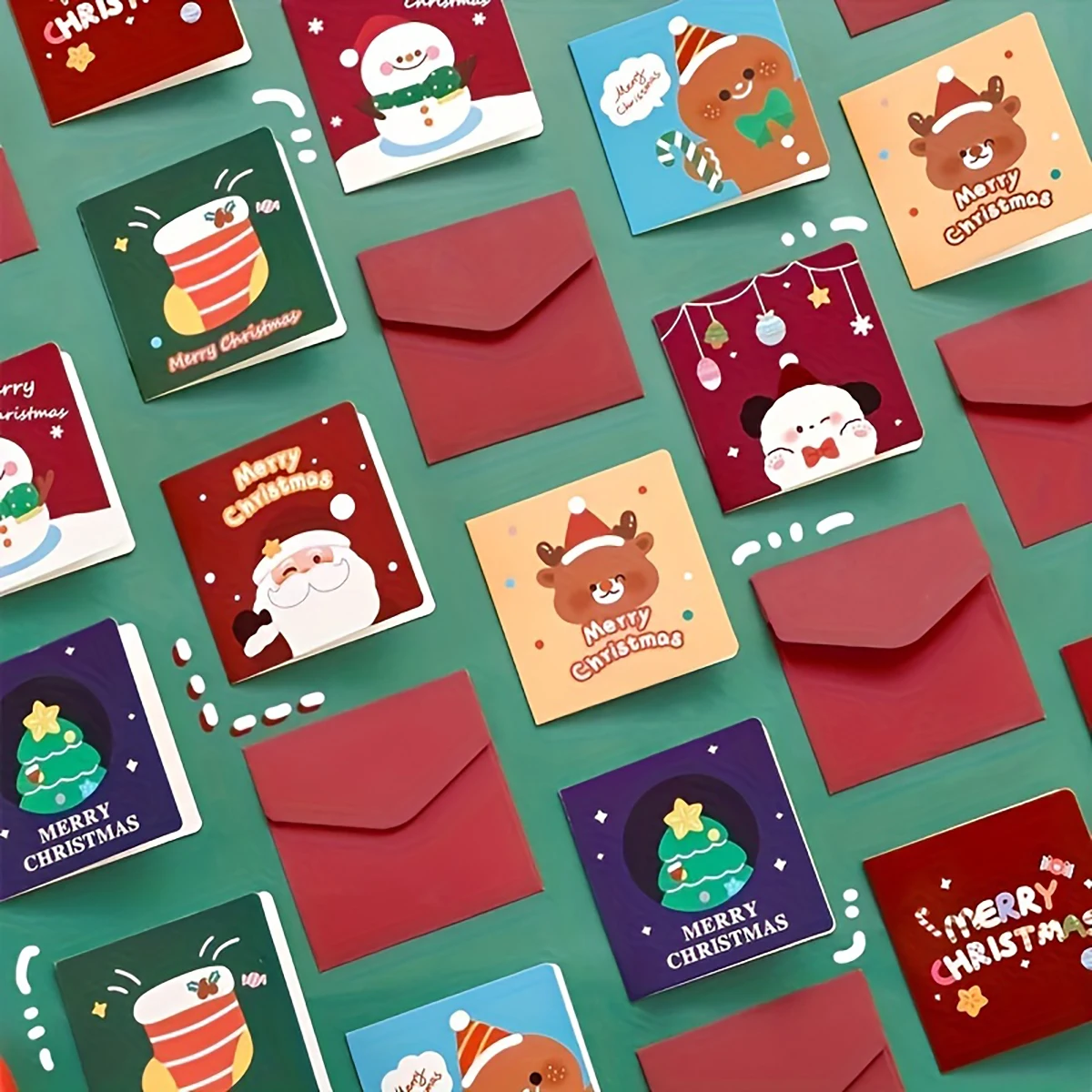 18pcs Christmas Card Set with Envelope and Sealing Sticker, Festive Animal Themed Greetings, Personalized Office Supplies for Ho