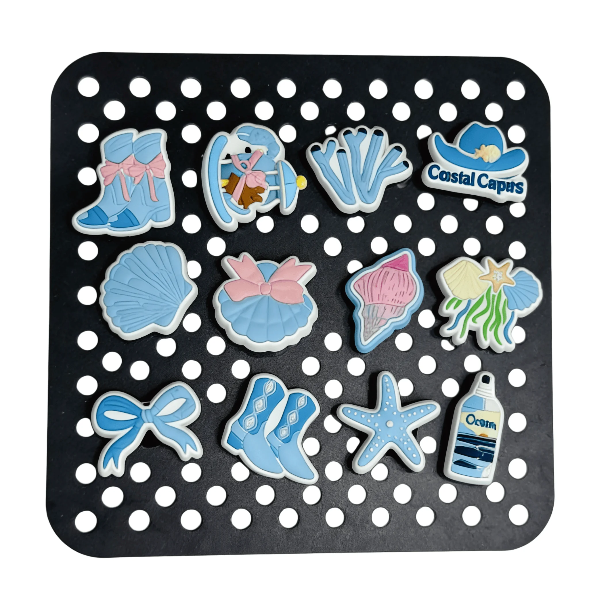 High Quality 1-12Pcs Ocean Blue Coral PVC Shoe Charms Conch Shell Children Slipper Buckle Decoration DIY Wristband