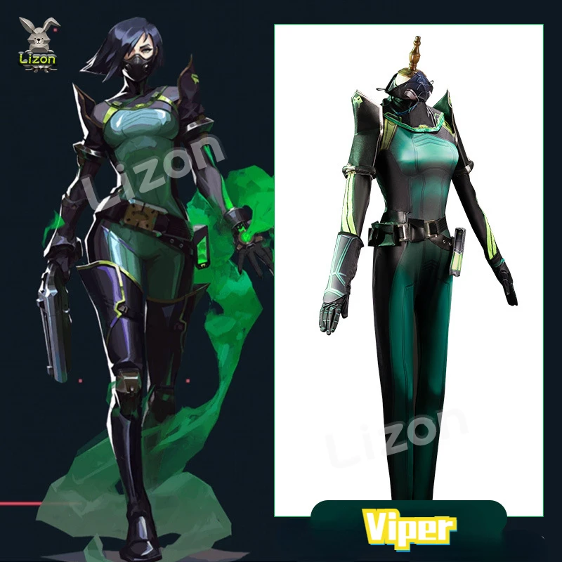 Viper Cosplay Costume Game Valorant Viper Cosplay Costume Green Women Combat Uniform Halloween Party Outfit