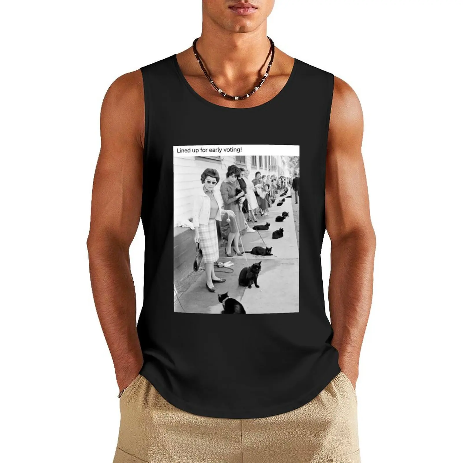

Lined up for early voting Tank Top Bodybuilding shirt gym accessories men basketball clothing sleeveless t-shirts for men