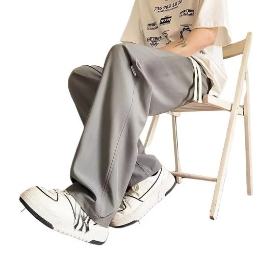 

ey Ice Silk Loose Thin Breathable Sports Pants for Boys Summer Casual Straight Leg Air Conditioning Pants Youth Faionable