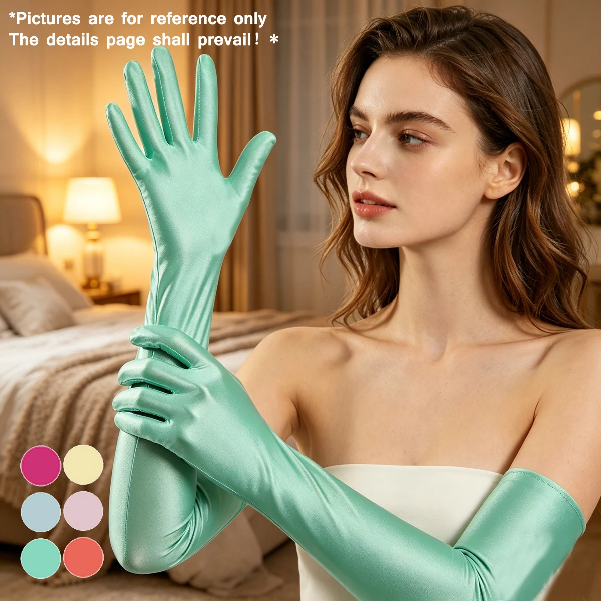 AMORESY Alecto Ultrathin Oil Glossy Stretch Sunscreen UPF50+ Cycling Outdoor Quickdry Breathabl Gloves Cosplay Clubwear Mittens
