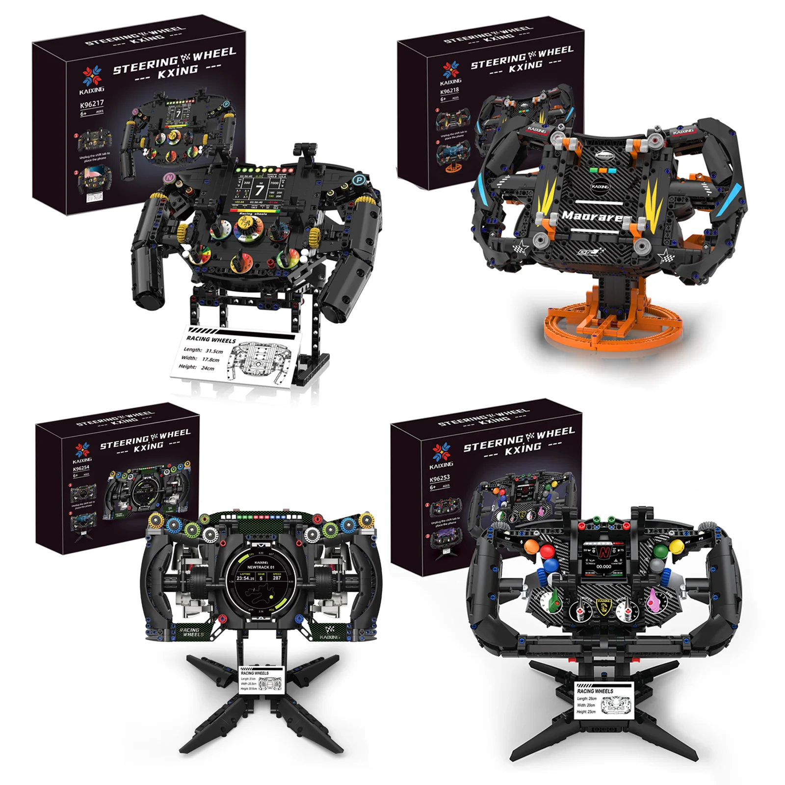 

Creative Assembly Toy Simulation Racing Wheel Building Blocks Model with Phone Holder Kids Christmas Gift