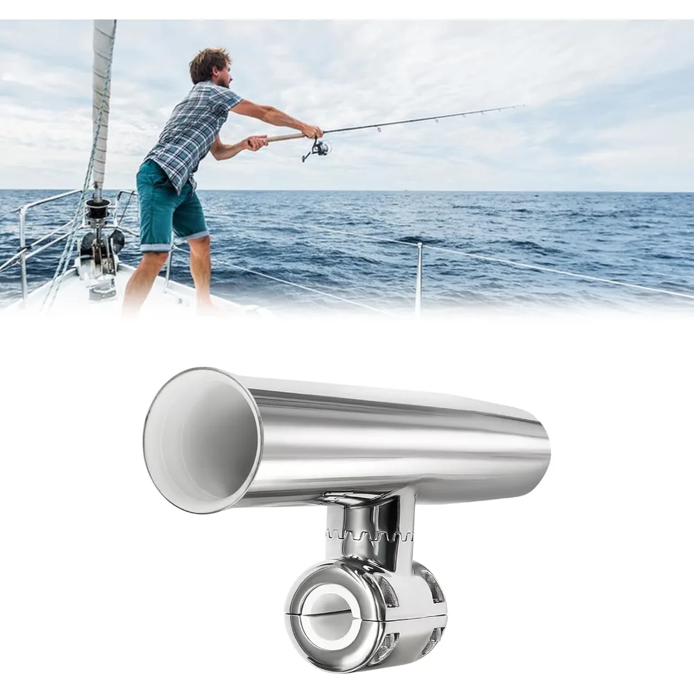 

304 Stainless Steel Boat Rod Holder 360° Adjustable Fishing Rod Holder Clamp On Boats Marine Boat Rail Accessory Tool