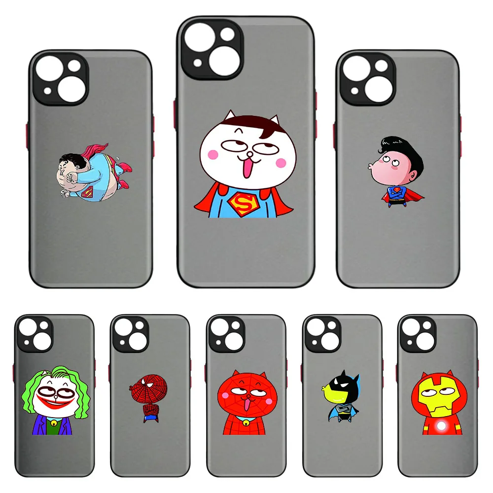 Матовый чехол для телефона iPhone 14 Plus 13 Mini 12 Pro Max ZB13, Забавный чехол с супер героями мультфильмов
