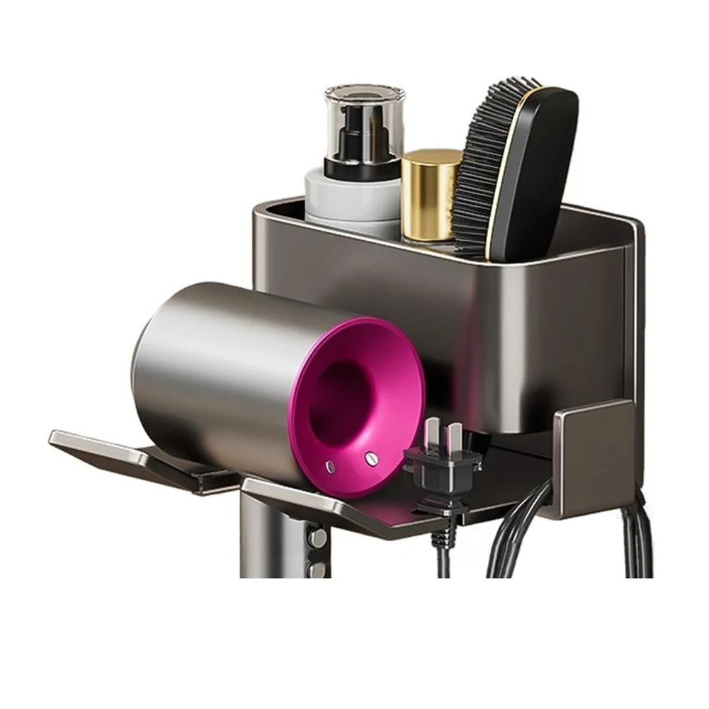 

Waterproof hair dryer stand with cable holder no drill installation wall mounted blow dryer rack for bathroom or salon use