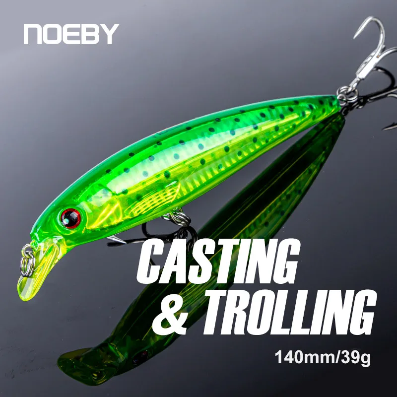 

Воблеры Noeby Trolling Minnow 140 мм 45 г для дальнего заброса, плавающие, искусственные, жесткие приманки для кастинга и троллинга