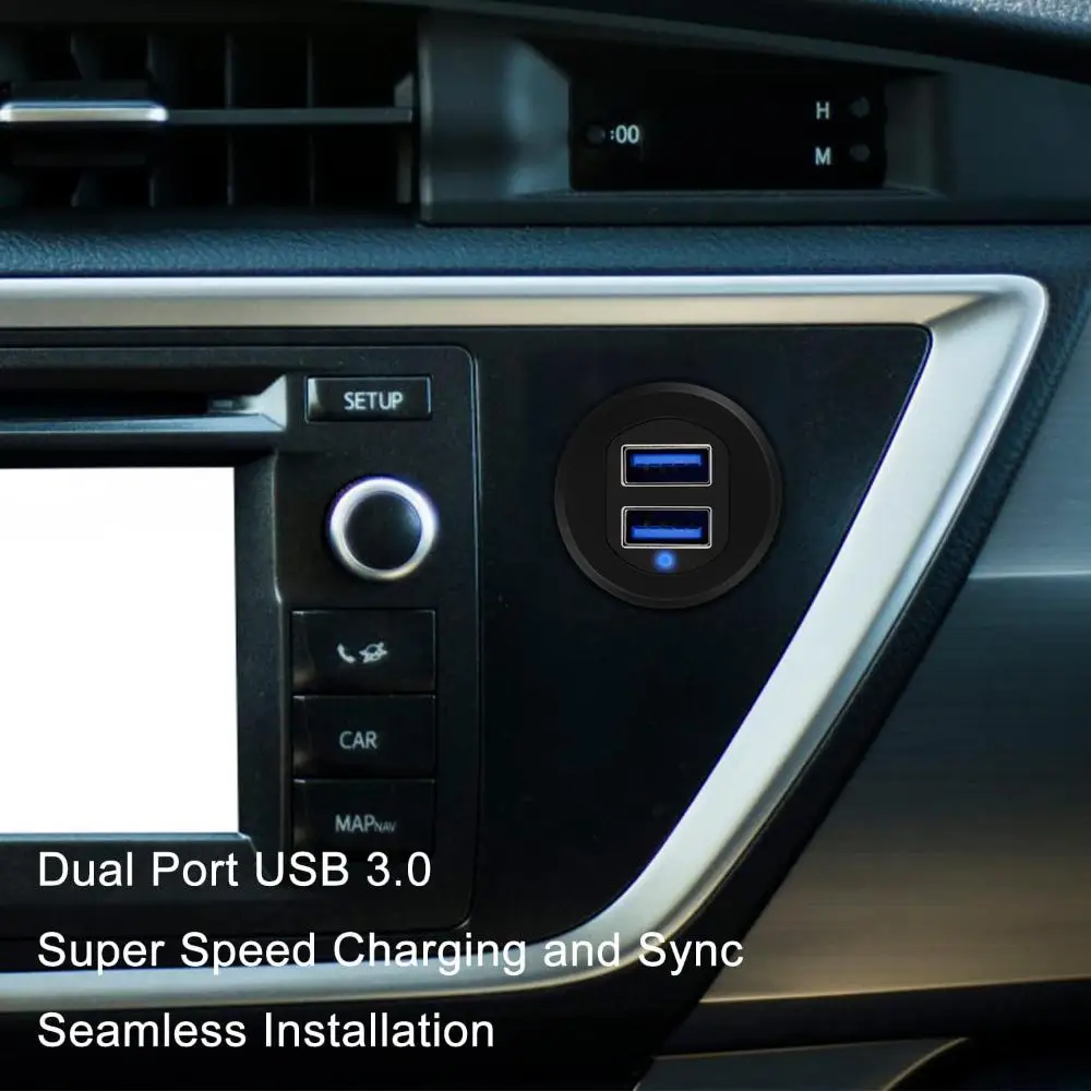 アルミ合金延長ケーブル,LEDインジケーター,USB 3.0,車,フラッシュマウント,トラック,ボート,オートバイのダッシュボード