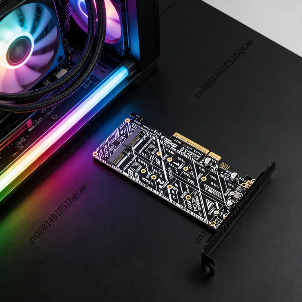 PCIe 5.0 X8 to Dual M.2 NVMe SSD Adapter Card PH4225 Support X4X4 Bifurcation Raid Expansion Board for Server Workstation