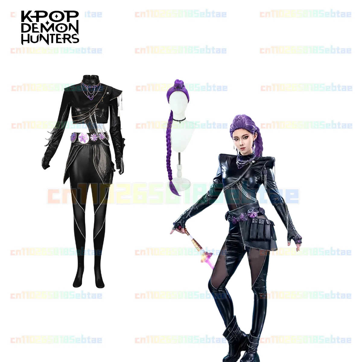

2025 Cartoon Demon Hunter of KPop Cosplay Black Top Pants Costume Clothing Halloween Party Disguise Roleplay Outfit Suits