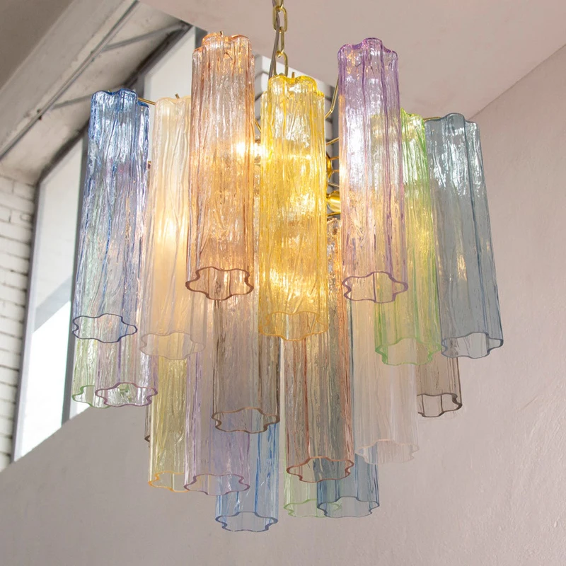 

Colorful Childhood Glass Art LED 2025 Chandelier Lighting Hanging Lamps Lustre Suspension Luminaire Lampen For Living Room