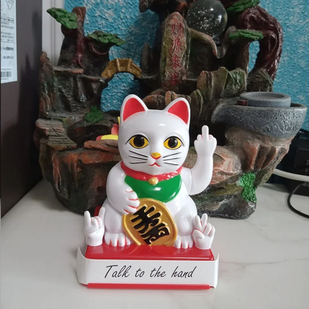 Lucky Cat With Middle Finger Japanese Anime Figurines Home Decor Fortunate Cat Car Decoration Sculpture Home Desk Shelf Decor