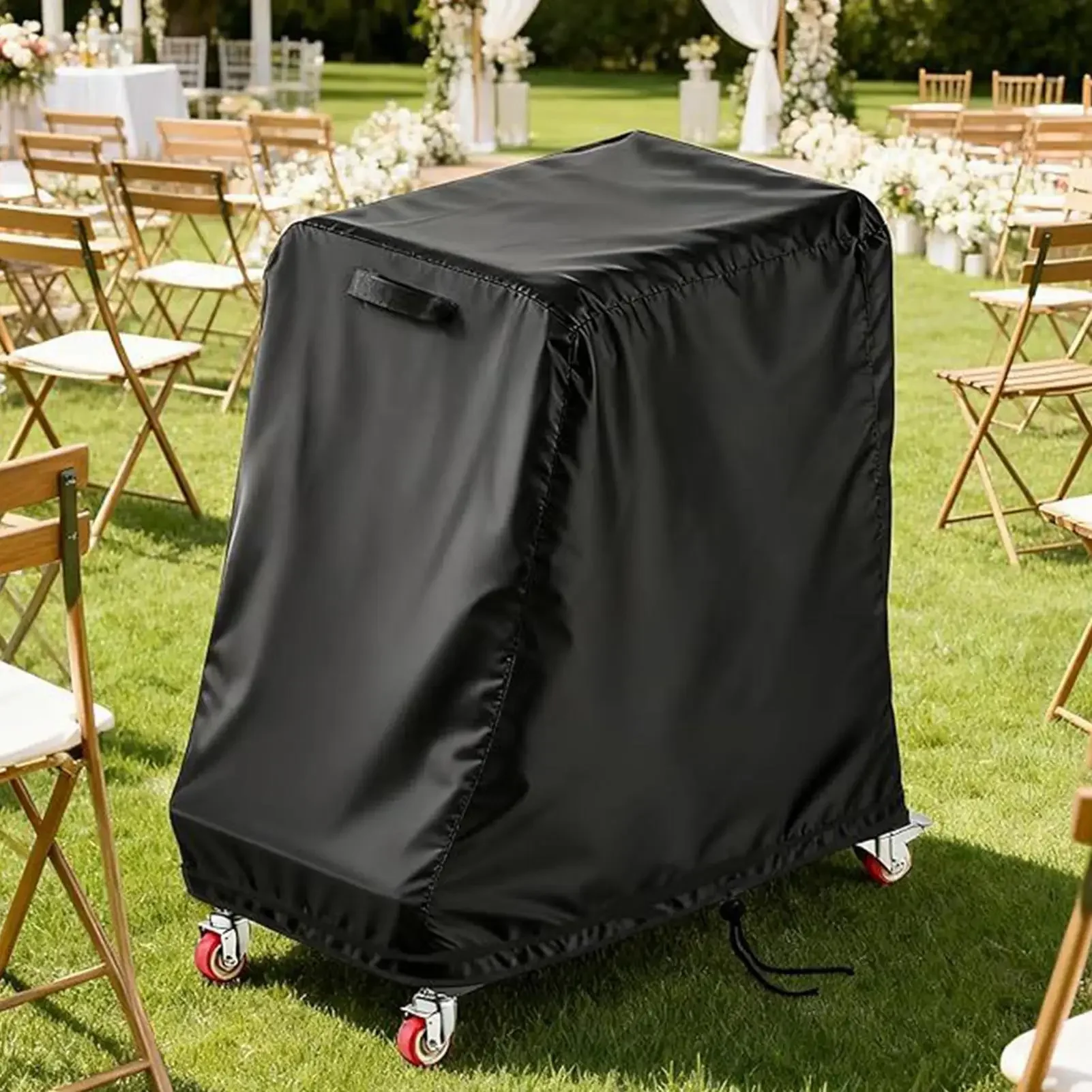 Folding Chair Rack Cover Oxford Waterproof Dustproof Protector Chair Cart Cover for Outdoor Patio Home Yard Garden Garage