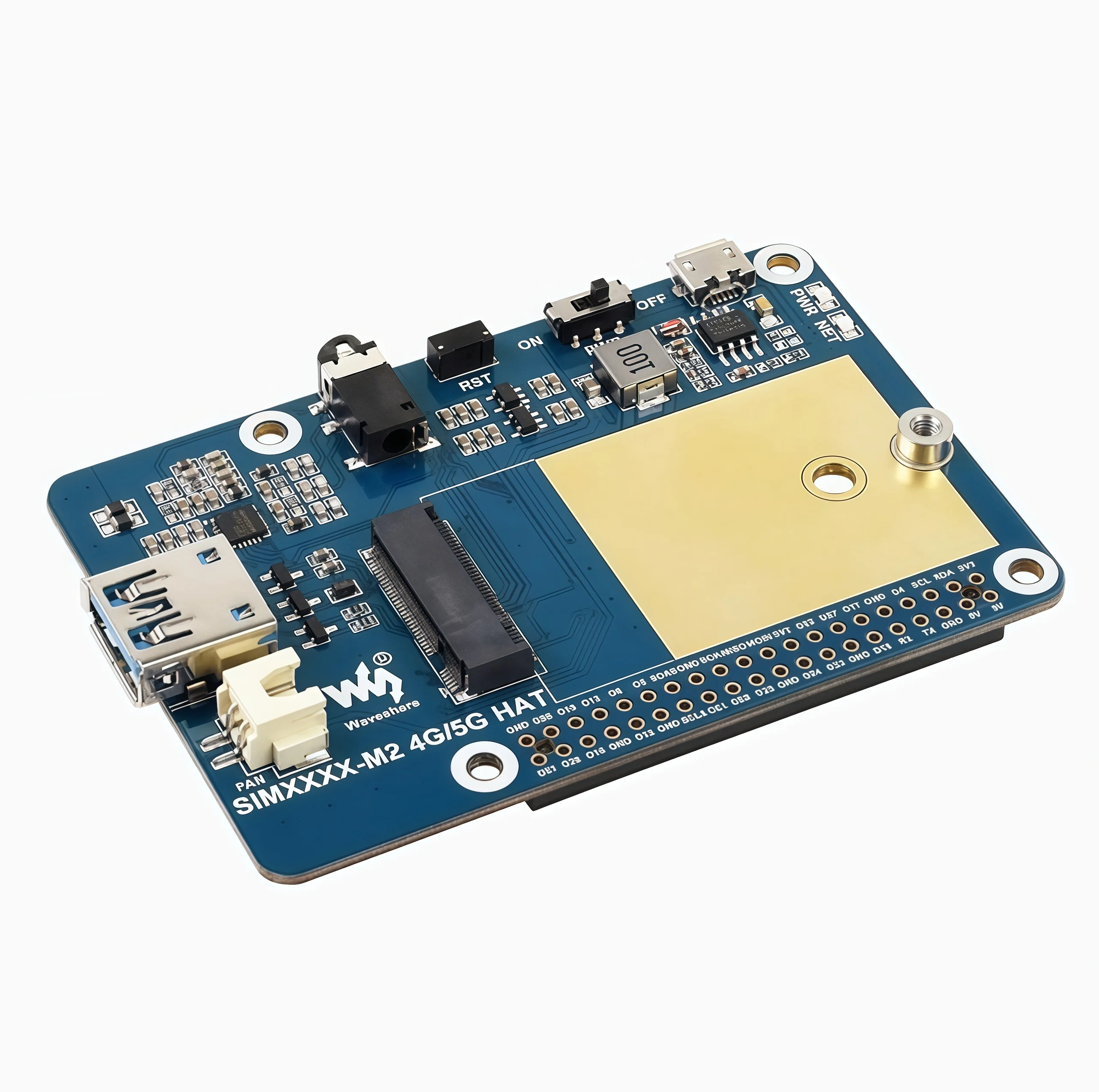 وحدة Waveshare Raspberry Pi 5G/4G/3G SIM8200EA-M2 تدعم الأوضاع المتعددة والمتعددة الموجات