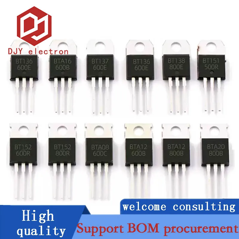 5/10PCS BTB16 BTA16-600B BT136/BT152 BTA24 BTA16 BT137 BT138 BT151 BTA08 BTA12 BTA20 BTA24 TYN1225 bidirectional thyristor