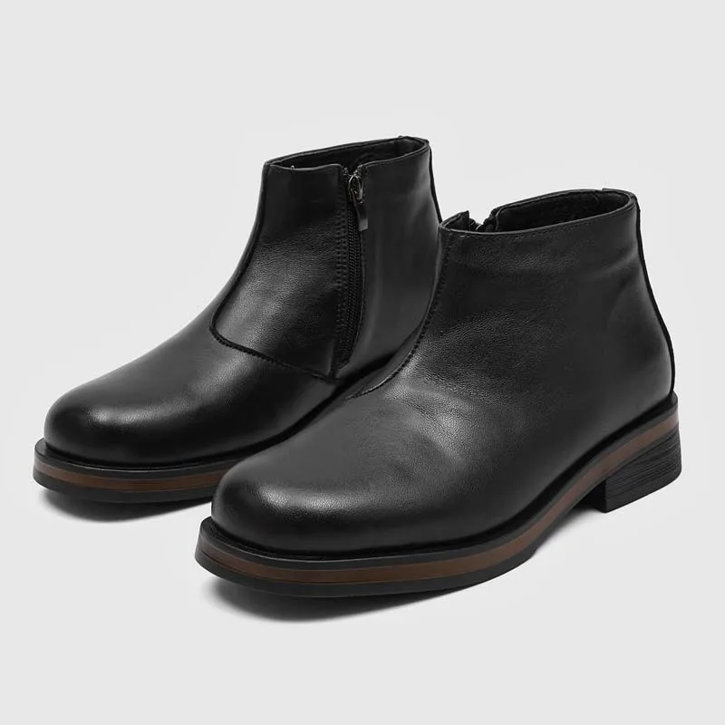 

Business Man Ankle Boots Black-brown Color Men Casual Thick-soled Anti-slip Fashionable Zipper Short Boots Brand Size 38-4