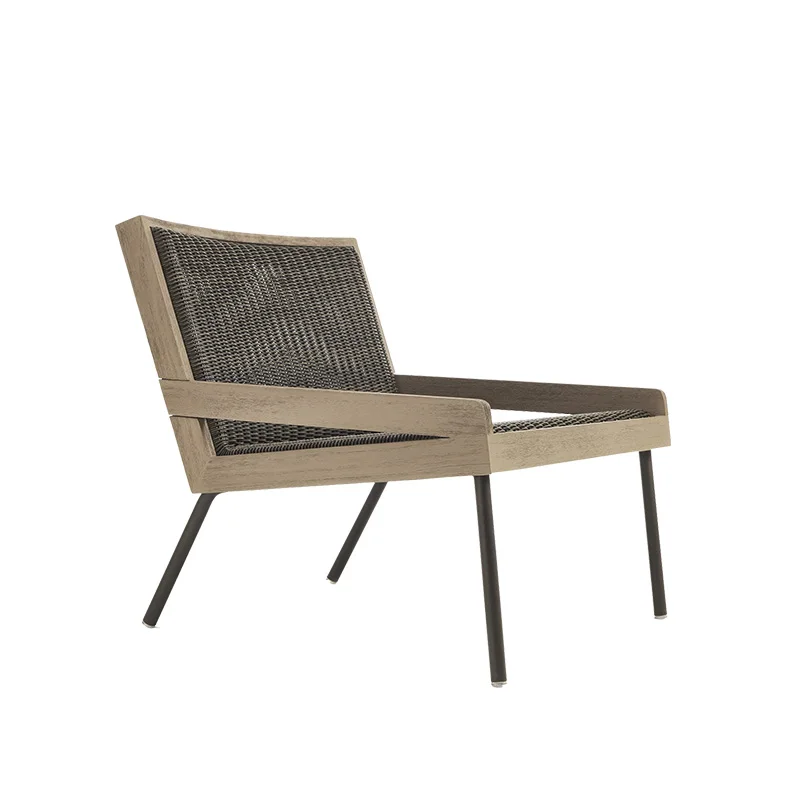 

Nordic Outdoor Sofa Set Treated Wood Rattan Chair Table All-Weather Patio Furniture for Garden Balcony