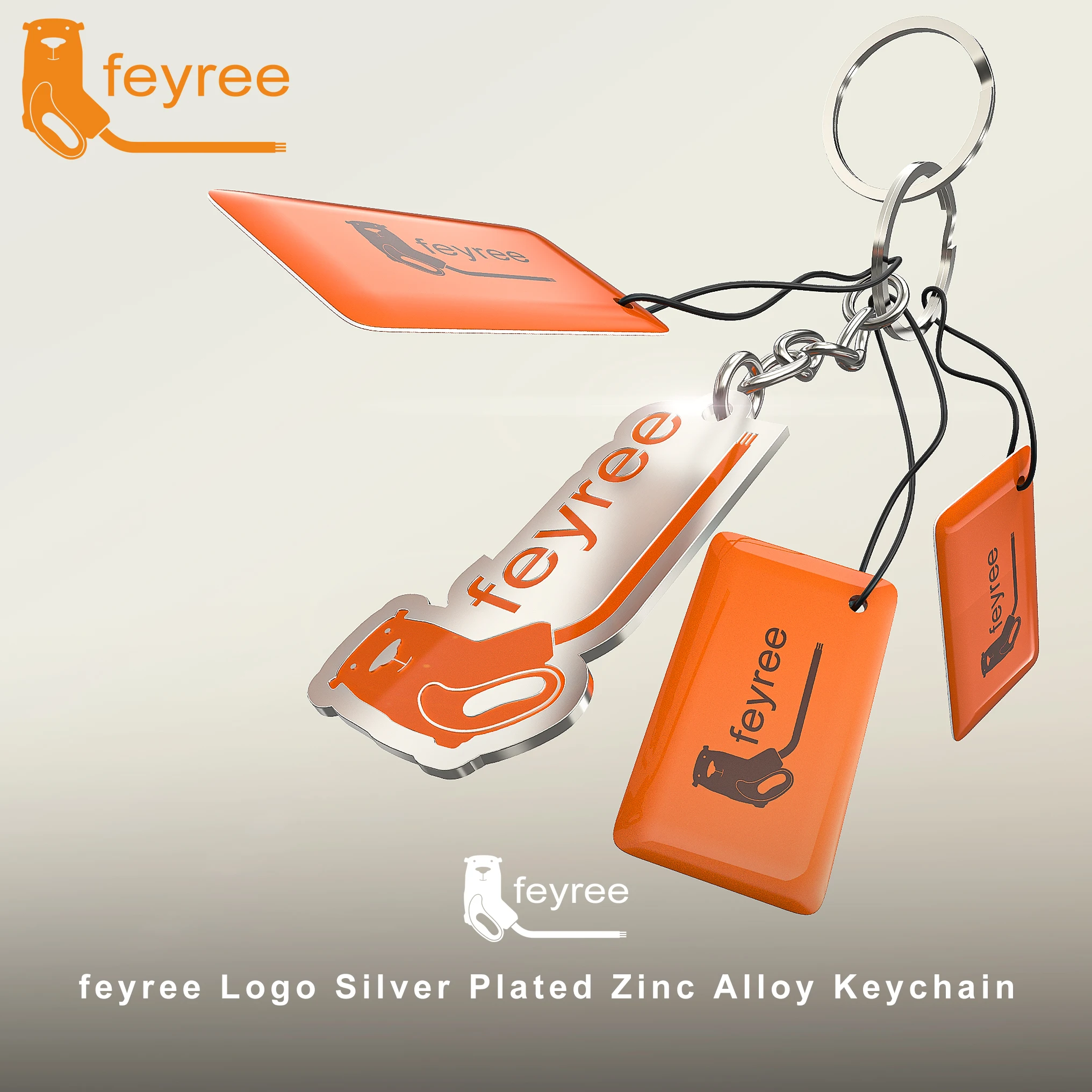 feyree Brand Silver Plated Zinc Alloy Keychain Gift Metal Key Ring Holder Accessories Gift Souvenir for feyree ev charger owner