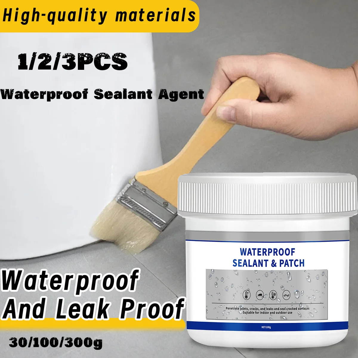 1/2/3PCS Invisible Waterproof Leak Proof Sealant Transparent Waterproof Agent With Brush Roof Bathroom Repair Tools 30/100/300g