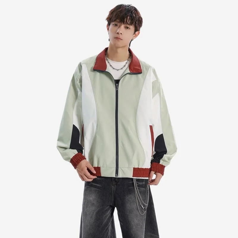 

Мужская повседневная куртка, весенне-осенняя новая двусторонняя носимая куртка с воротником-стойкой для поездок на работу, офисная мужская одежда