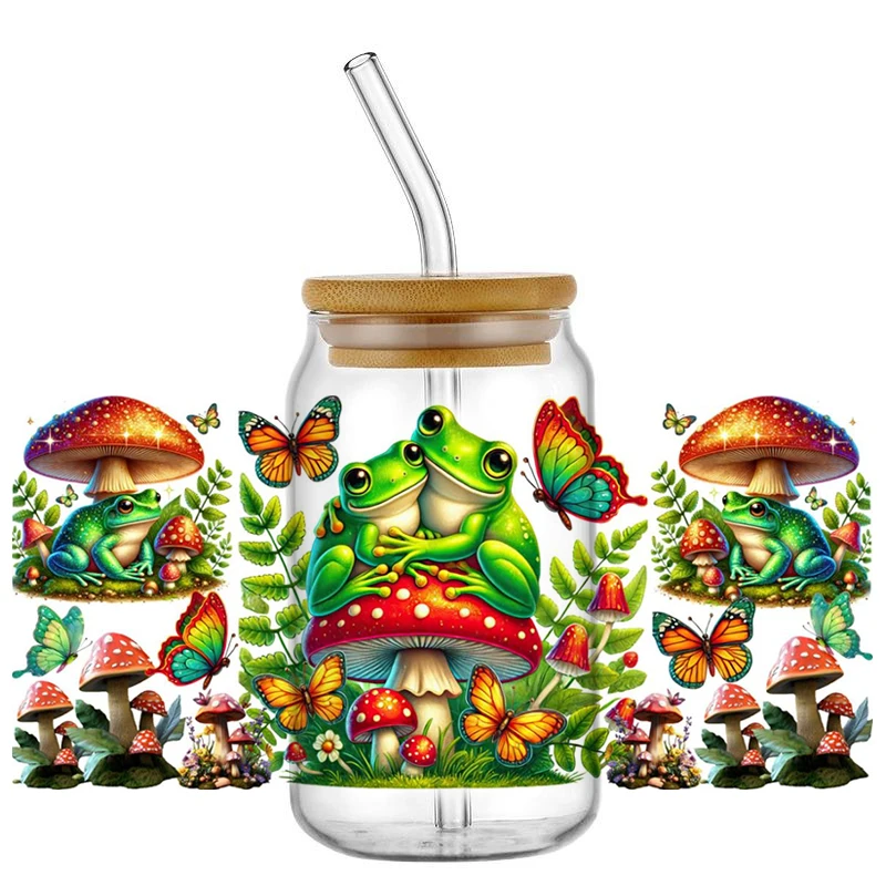 

Новая милая лягушка 3D наклейка УФ DTF водонепроницаемая переводная наклейка для 16 унций чашка обертка очки кружка телефон DIY мультяшная наклейка