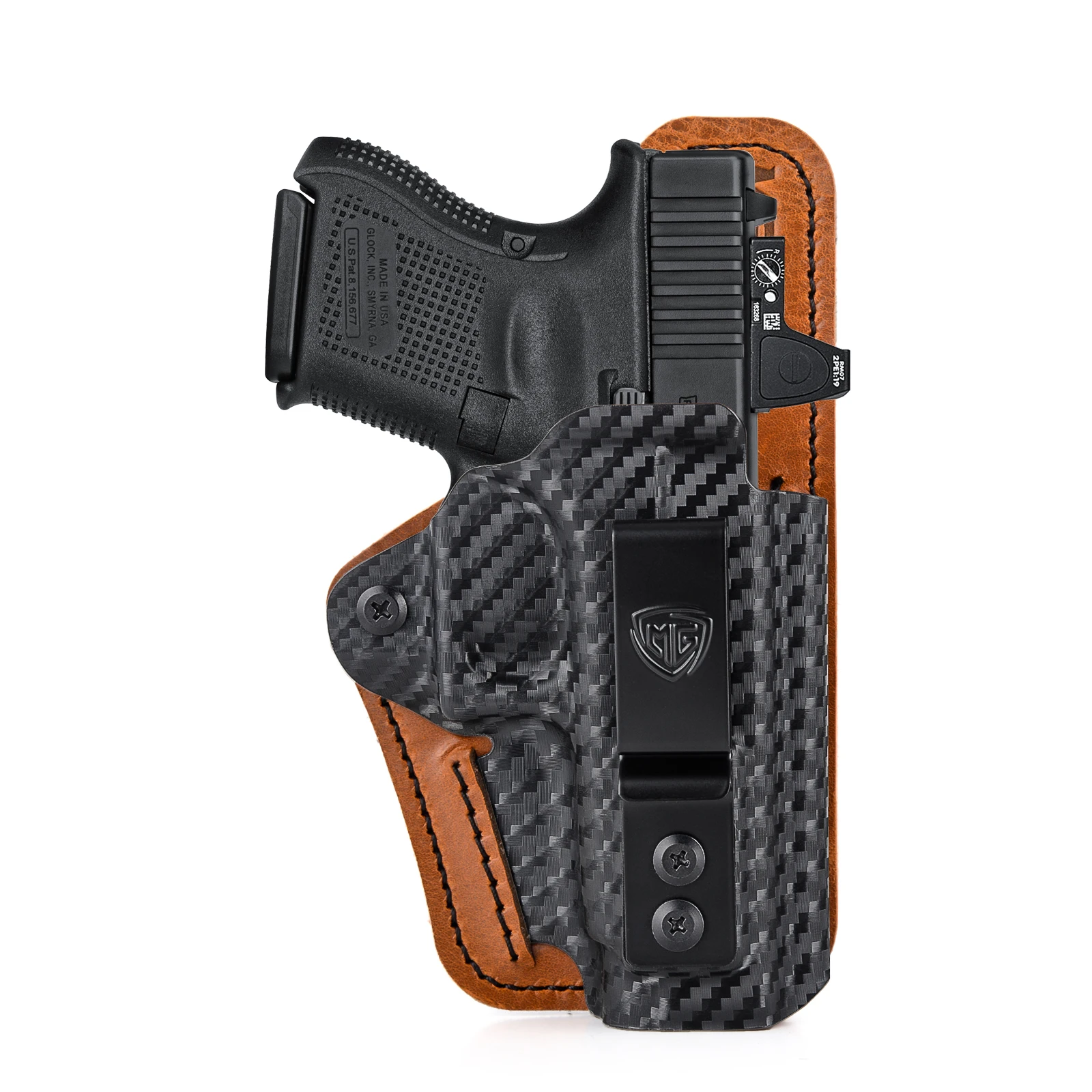 G26 Holster mit Komfortpolster IWB Kydex Leder Hybrid-Holster für Glock 26 27 33 Innenliegendes Holster für verdecktes Tragen – Detail 5