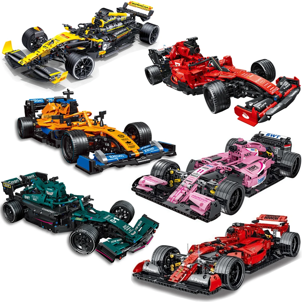 

Racing Car Building Blocks Set Model Super Sports Creative Technical MOC Kit Multicolor Formula Desktop Gift Adults Kids Holiday