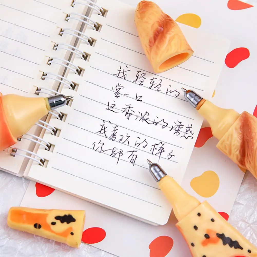 Novelty Food Shape Ballpoint Pen Pizza Croissant Design Magnetic Fridge Sticker Gift for Food Lovers Students Back to School