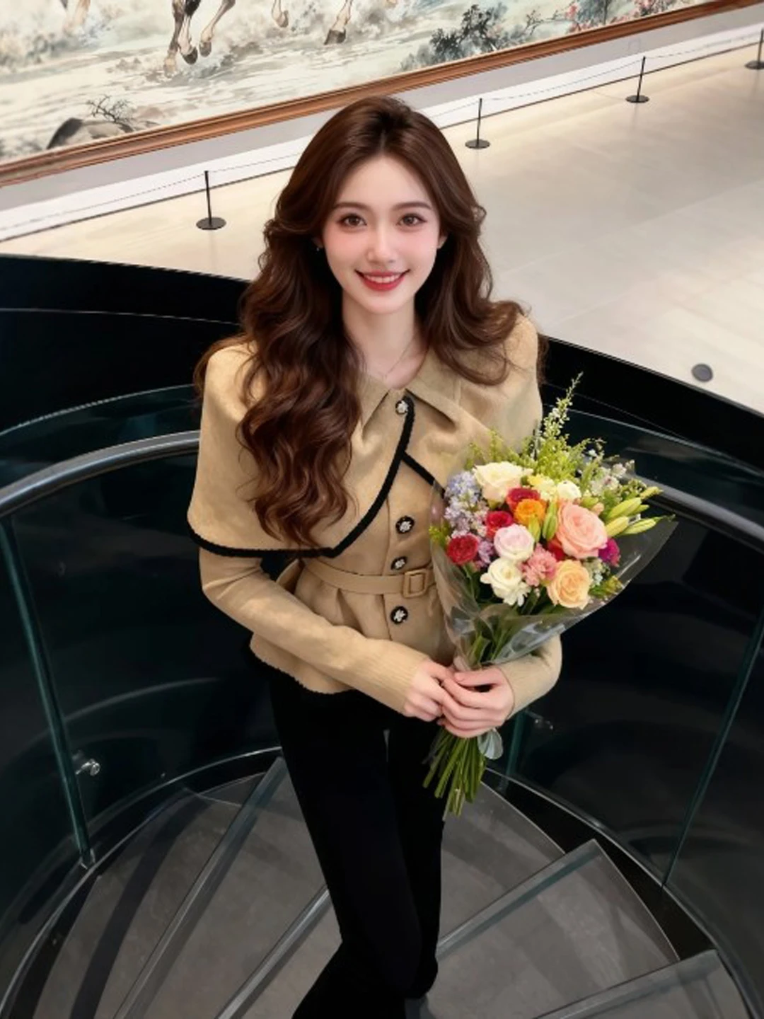 

Slim Fit Knitted Sweater Waist Cinched Gentle Vintage Sle Spring 2026 Faionable Top for Women Cotton Long Sve Knitwear