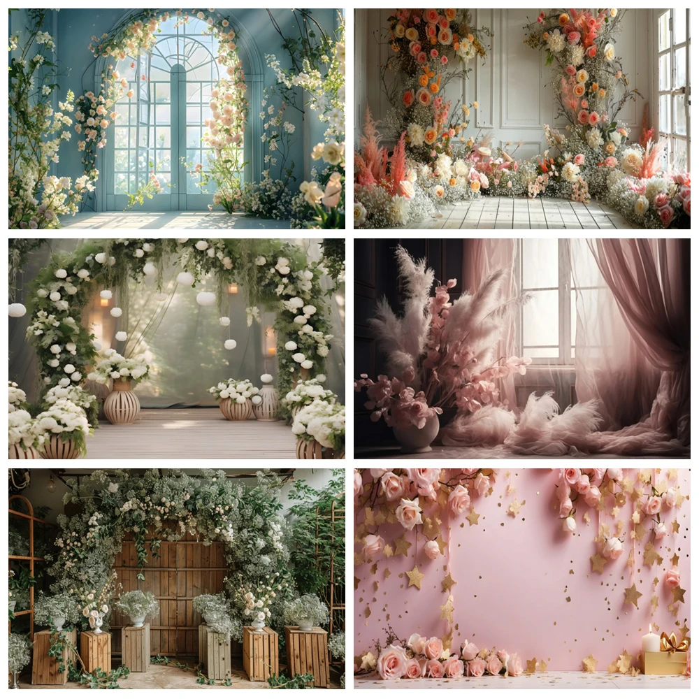 

Photography Background White Bohemian Floral Room Adult Birthday Wedding Maternity Portrait Decor Backdrop Photo Studio